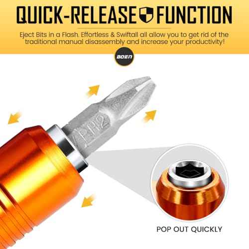 boen 2PCS Magnetic Drill Bit Holder, 4" Quick Change Drill Extension, 1/4" Hex Shank, for Impact Driver Screwdriver Bits Use