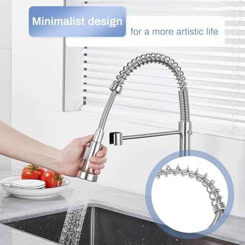 Commercial Sink Sprayer Hose,Commercial Kitchen Sink Faucets Flexible Hose Replacement(44 inch),with 304 Stainless Steel Pre Rinse Spring, Suitable for Use with Commercial Faucets