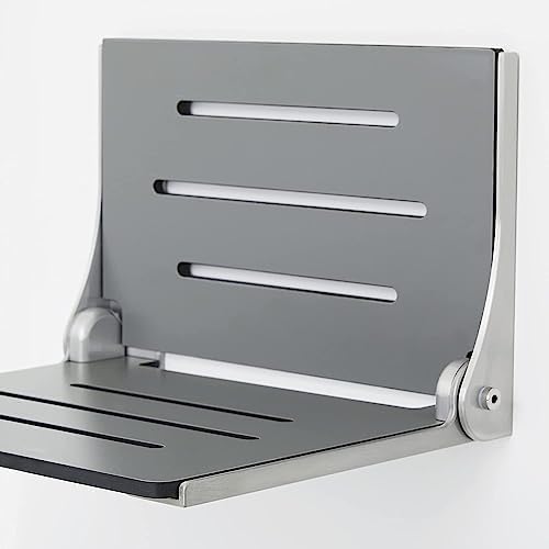 Seachrome Lift-Assist Silhouette High Back Folding Shower, Almond Seat with Bronze Frame