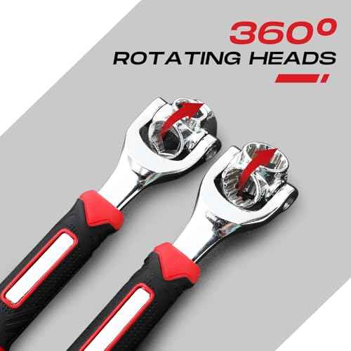 Lasnten 2 Pcs Universal Socket Wrench Including 52 In1 and 48 In1 Dog Bone Wrench Multifunction Tool with 360 degree Rotating Head Adjustable Spanner Tool for Home Bicycle and Car Repair