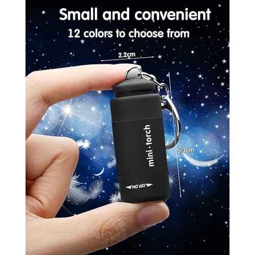 Mudder 12 Pieces Mini Keychain Flashlight Rechargeable Operation Christmas Bulk Plastic Small Torch Flashlight Handheld LED USB Rechargeable Waterproof for Camping Hiking Favor(White Light in Black)