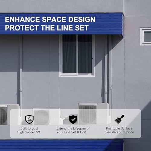 4¡±W 16.5Ft Decorative PVC Line Set Cover Kit for Mini Split Lineset Cover Kit for Air Conditioner & Heat Pump (White)