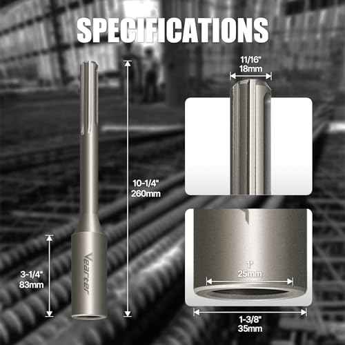 SDS MAX Shank T-Post Driver for 1'' Ground Rods, 40CrMo Steel Adapter Bits for All SDS-MAX Rotary Hammer Drill, Heavy Duty One-Piece Tool for Driving T-Posts, Fence Posts
