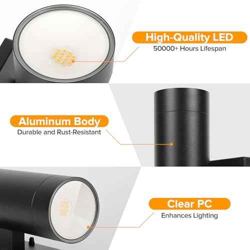 LUTEC Outdoor Wall Light Fixtures, Integrated LED Cylinder Up-Down Sconce, 16W 3000K Waterproof Aluminum Exterior Lighting, Modern Matte Black Wall Sconce Outdoor Lighting for Porch, Entryway, 2 Pack