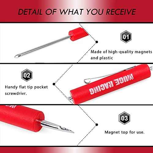 MUGE Racing Pocket Screwdriver Double End and Slotted Set Mechanical Magnetic Slotted Head with Clip, Mini Pocket Screwdrivers for Mechanics, Electricians (5Pcs, RED)