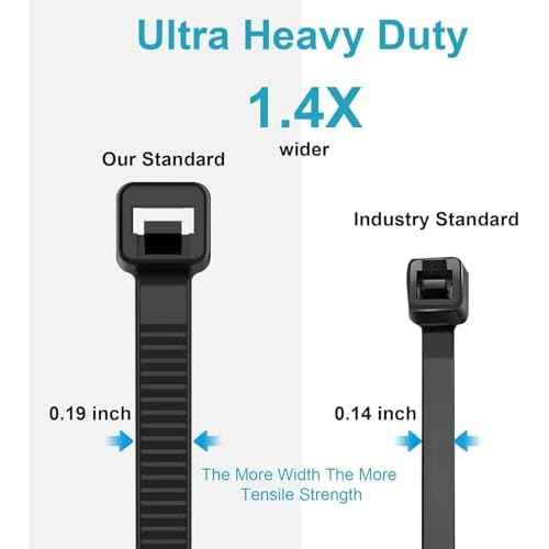 12 Inch Zip Ties Double Sided Toothed (Bulk 1000 Pack),100 LBS Tensile Strength Heavy Duty Cable Wire Ties With Self-Locking Adjustable More Durable Nylon Tie Wraps for Indoor Outdoor