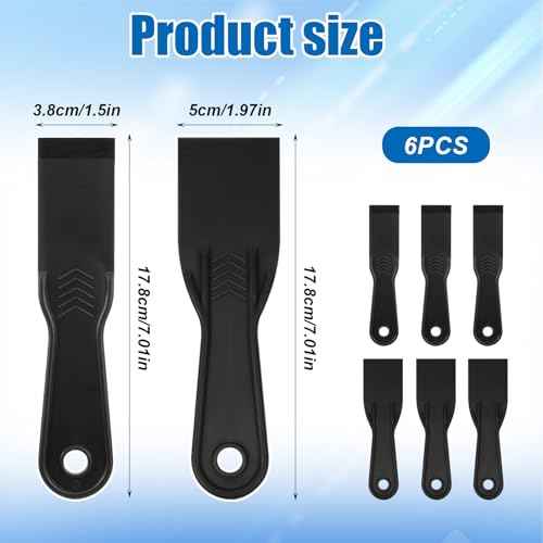 6 PCS Plastic Putty Scraper Black Flexible Putty Knife Scraper Wall Painting Spreader Used for Repairing Walls for Taping Drywall Spreading Repairing Walls Scratching