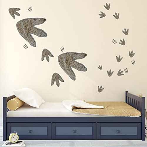 66 Pcs Dinosaur Footprints Decor Floor Decals Peel and Stick Dinosaur Track Stickers Removable Tracks Wall Decals Vinyl Footprints Wall Decal for Room Nursery Bedroom Home, 3 Sizes