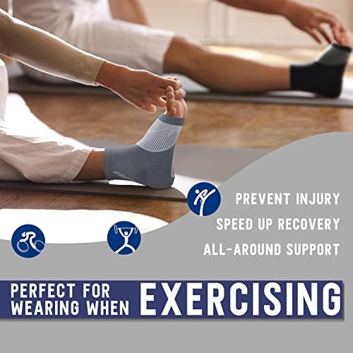 Compression Socks for Women & Men Open Toe (3 Pairs), Ankle Brace Compression Sleeve with Neuropathy, Foot Compression sleeve for Swelling, Pain & Plantar Fasciitis Relief (Gray, M)