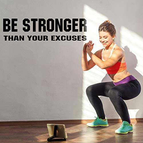 Tenare 4 Pieces Gym Wall Decal Motivation Vinyl Wall Decals Be Stronger Than Your Excuses Sticker Don't Wish for It Work for It Large Gym Never Give up Quote Sticker Home Exercise Fitness