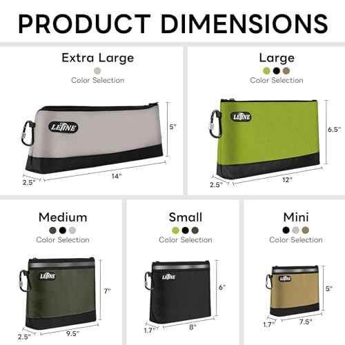 LETINE Tool Pouches Zipper Bag, Water Resistant 1680D Oxford Pouch Bags with Carabiners, Extra Wide Flat Bottom Stand-Up Tool Storage and Organizers, 3-Pack Large