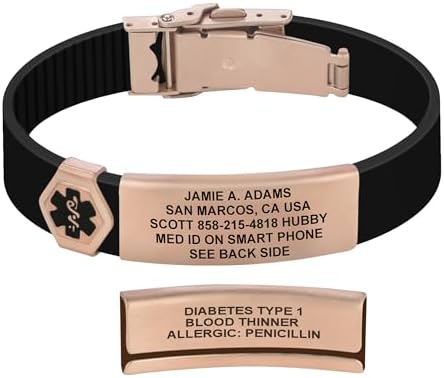 Divoti Custom Engraved Medical Alert ID Bracelet – Dual-Sided Laser Etching, Silicone Wristband, Stainless Steel Security Clasp – Adjustable & Trim-to-Fit – Emergency Medical Info Band for Men & Women