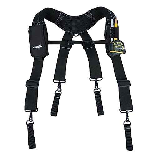 MELOTOUGH Work Belt Suspender Tool Belt Suspenders Bag Suspenders for Men Heavy Duty with Gel Shoulder Pad Detachable Phone Holder for Construction/Electrician/Contractor/Carpenter