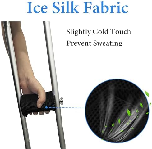 SPRING SEAON Crutches Padding Ice Silk Waffle Pattern Universal Crutch Pads for Armpits and Hand Grips Pads for Crutches Underarm Crutch Cushions Crutch Covers Pillows Crutch Accessories (Black)