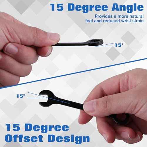 10PCS Mini Wrench Set Standard Metric 4mm-11mm Ignition Wrenches Open End and Box End Combination Wrench Set with Portable Pouch and Key Rings, Black Electrophoretic Coating