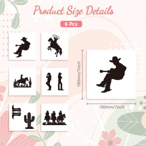 Peacoblue Light Switch Plate Stickers Labels Decals 6Pcs 7"x7" Black Cowboys and Horse for Home House Office Kitchen Decorative, Funny Peel and Stick Light Wall Outlet Stickers for Switch Decoration