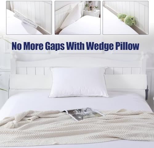 HOMBYS Pillow Wedge for Headboard Gap,Mattress Wedge Gap Filler Queen Size,Bed Crack Pillow,Foam Bed Gap Filler,Multifuctional Headboard Space Filler with Side Pocket,Fill The Gap (0-7")