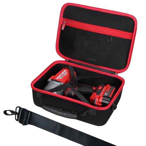 Case for CRAFTSMAN CMCF940M1 / CMCF921B V20 RP Impact Wrench 1/2 Inch & Battery and Charger with Mesh Pocket - Hard Protective Travel Carrying Storage Organizer Bag (Black & Red)