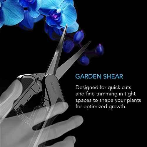 AC Infinity 6.6¡± Stainless Steel Curved Pruning Shear, Lightweight Ergonomic Design, Curved Precision Blades with Nonstick Titanium Coating for Gardening, Hydroponics, Grow Tents