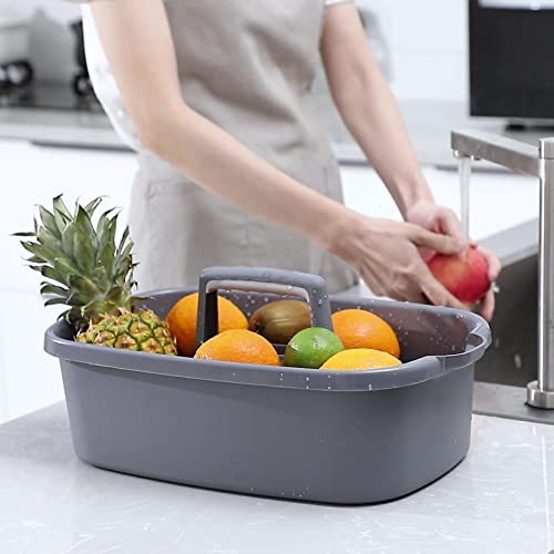 Large Cleaning Supplies Caddy Portable Shower Basket Supply Organizer with Handle Plastic Bucket Tool Storage for Bathroom, Bedroom, Kitchen, College Dorm, Garden, Dark Gray 2 Pack