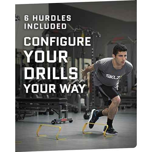 SKLZ 6X Ultra Durable Agility Hurdles - for Athletes of All Skill Levels,6pk of 6-in Tall Hurdles,Bright Yellow Color,Made of Durable, Composite Materials,Easy to Set up & Transport,Comes w/Carry Bag