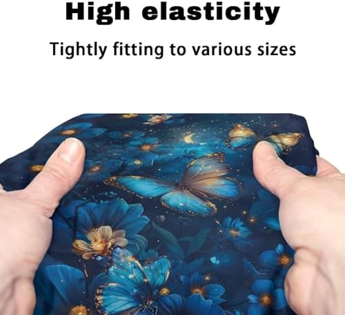 Blue Butterfly Rollator Walker Accessories Walker Seat Covers for Ladies Universal Rollator Walker Seat and Backrest Covers Floral Printed Walkers for Seniors with Seat Gift Covers