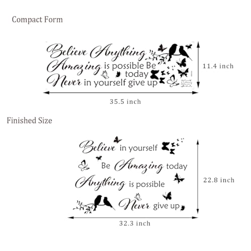 Inspirational Wall Stickers Wall Quotes Letter Stickers Ability Motivation Believe in Yourself Saying Home Decals Quote for Bedroom Living Room Hallways Office Classroom Teen Dorm Room Home Decor