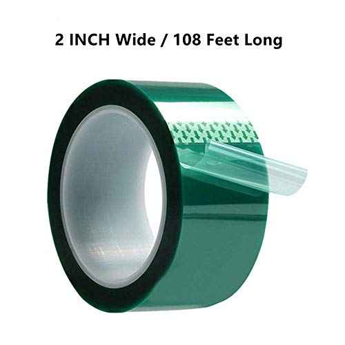 MISSYOUNG Resin Tape for Epoxy Resin Molding, Thermal Adhesive Tape Green Polyester HighTempeprature Masking Tape Green High Heat PET Tape for Painting, Anodizing, Circuit Boards (2 in x 108 FT)