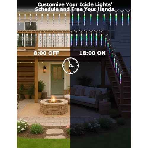 Smart Christmas Icicle Lights for Outside, 33FT 20 Tubes RGBW LED Icicle Christmas Lights Outdoor, App Remote Controlled DIY Dynamic Effects and 50+ Scenes for House Roof Decorations