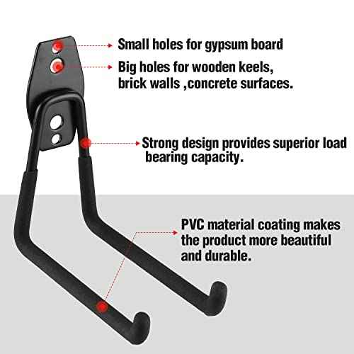 WORKPRO 12-Piece Garage Hook Set, Heavy Duty Steel Garage Hangers, Utility Wall Mount Hooks, Tool Hangers for Bikes, Garden Tools, Ladders and Bulky Items