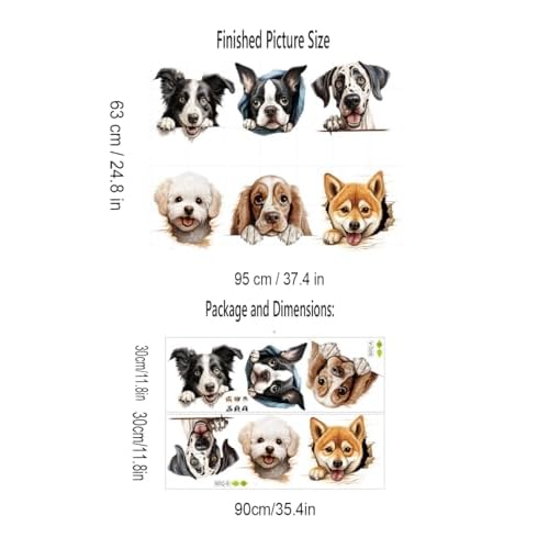 Wall Decals Puppy Dog Peel and Stick for Bedroom Kids Room Decor