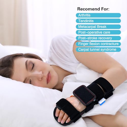 Stroke Resting Hand Splint & Wrist Brace Support Bundle - Prevent Flexion Contractures, Night Immobilizer Wrist Finger Brace with Finger Separator for Stroke Recovery, Arthritis, Tendinitis