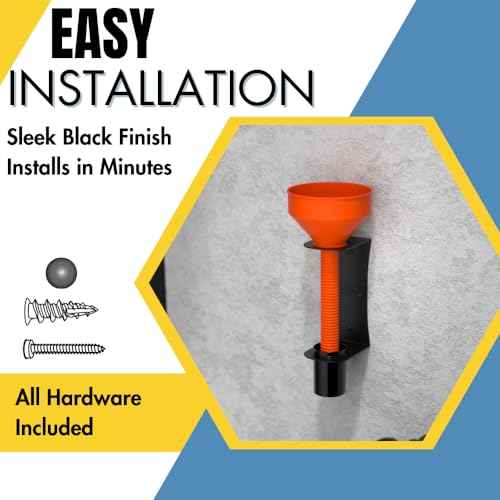 Koova Metal Wall-Mounted Oil Funnel Holder - Made in USA - Includes Hardware, Garage & Workspace Organization