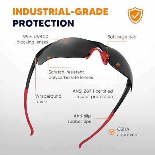 Safety Glasses Tinted 12 Pack, Protective Eyewear for Men Women UV Protection ANSI Z87.1, Safety Sunglasses Bulk Scratch Impact Resistant Eye Protection with Nose Pads for Construction Work Smoke