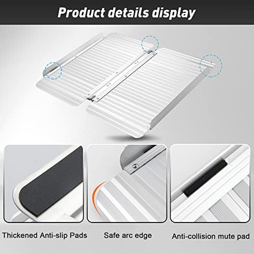 Ruedamann 3 FT Portable Wheelchair Ramp, Sturdy Non-Slip Aluminum Wheelchair Ramp with Upgraded Hinge, Aluminum Folding Ramp for Doorways, Ramp for Wheelchairs, Scooters, Steps, Stairs, Pets