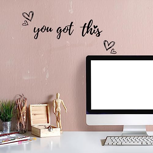 PLIGREAT You Got This Quotes Wall Stickers, Peel and Stick Wall Decals, Removable Vinyl Art Letters Walls Sticker for Bedroom Living Room Home Office Decorations Indoor Window Art Decor
