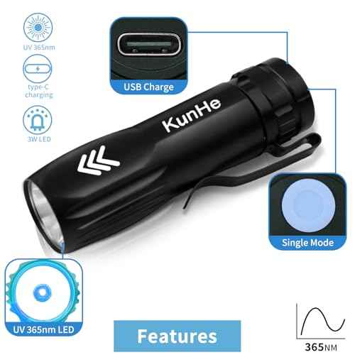 KunHe 10 Pack 365nm UV Flashlightt, Mini Rechargeable UV Light 3W for Pet Stain Detection, Hotel Cleaning, Resin Curing, Gem & Scorpion Inspection, Stocking Stuffers