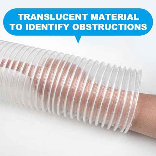 2 1/2" x 20' Heavy PVC Dust Collection Hose,Flexible Clear Debris and Fume Collection Hose with Stainless Steel Hose Clamps for Dust Collectors with 2 1/2" Ports, Ideal for Shop Vacuums