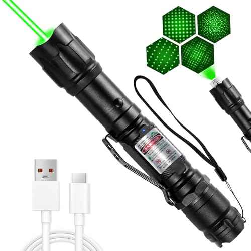 [Professional] Rechargeable Green Laser Pointer High Power Green Beam Laser Light Long Distance Range for TV/LED/LCD Screens Tactical Flashlights Presentation Office/Outdoors/Astronomic [002]