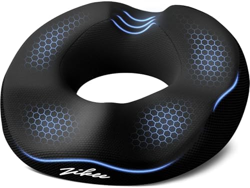 ZIKEE 360Â° Pain Relief Donut Pillow for Tailbone Pain, Hemorrhoid Pillow for Sitting, Memory Foam Donut Seat Cushion with Ergonomic W-Shaped Designs for Thighs Relief, Postpartum & Post Surgery Care