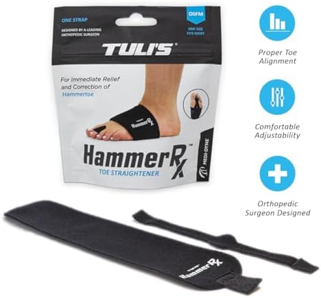 Tuli's HammerRx, Adjustable Hammer Toe Straightener and Corrector for Proper Toe Alignment and Pain Relief, One Size Fits All