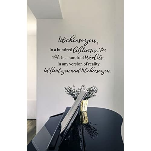 Inspirational Love Quotes Wall Decals, I'd Choose You in a Hundred World¡¦Love Words Vinyl DIY Removable Wall Stickers for Marriage Wedding Couple Lover Romantic Wall Decor for Family Home