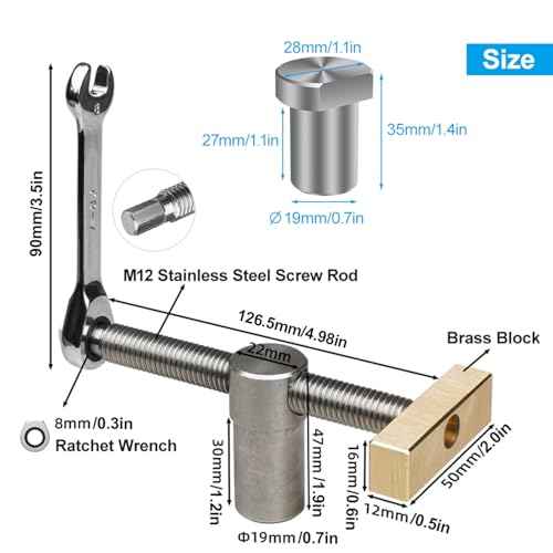 2PCS 3/4 Inch Bench Dog Clamps, Woodworking Clamps with 4 Bench Dogs, CNC Precision Machining Bench Dog with 2 Ratchet Wrenches, Low Profile Design and Easy to Use for Woodworking Silver