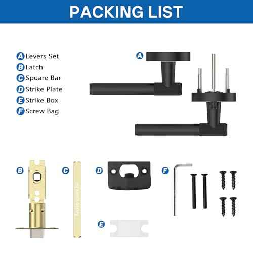 Amerdeco 3 Pack Matte Black Door Handles Interior,Knurled Privacy Door Handles with Lock,Heavy Duty Black Door Lever for Bedroom or Bathroom,Reversible Keyless for Left Right Handed Doors AM0027