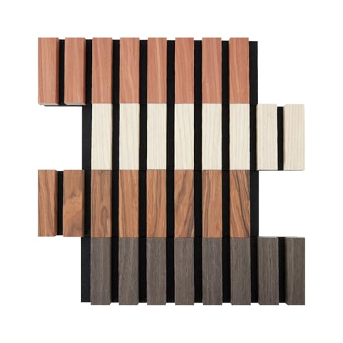 Wood Panels for Wall, 3D Soundproof Slat Wall Paneling, 4 Pack 6" x 4.7" Wall Panels for Interior Wall D?cor, Living Room, Bedroom, Samples Pack