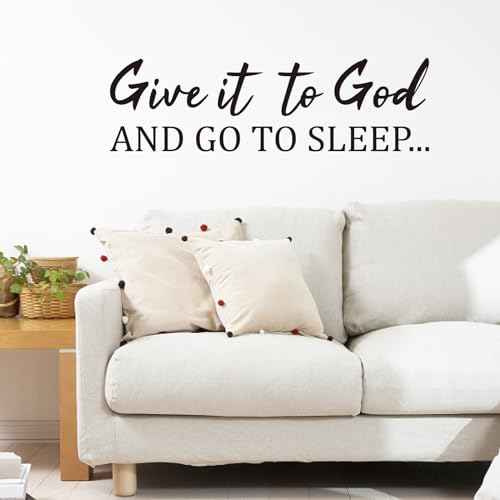 PLIGREAT Give it to God Quotes Wall Decals Go to Sleep Wall Stickers Vinyl Art Murals Motivational Peel and Stick Art Decal for Bedroom Living Room Home Decor DIY Background Decoration