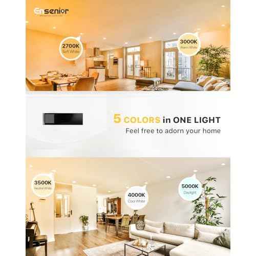 Ensenior 4 Inch LED Can Lights 12 Pack, Dimmable Retrofit Led Recessed Lighting, 5CCT Adjustable Color Temperature (2700K-5000K), 7W=77W 700LM, IC & Damp Rated, FCC