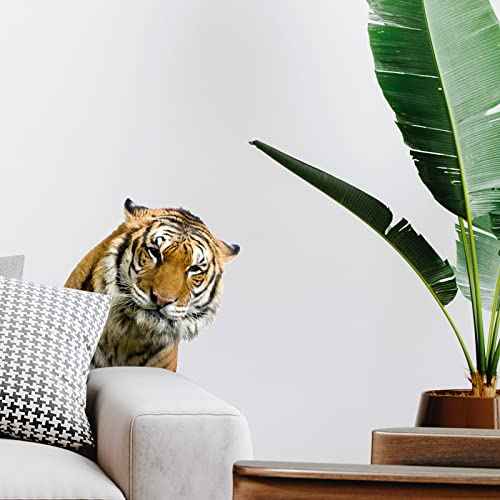 Funny Tiger Wall Sticker, Realistic Tiger Head Wall Decals Peel and Stick, Removable Vinyl Tiger Sticker Gift for Friends Kitchen Bathroom Kids Bedroom Store Window Wall Art Decor