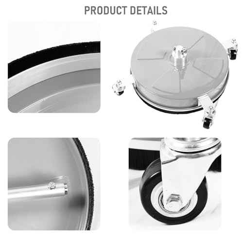 14" Pressure Washer Surface Cleaner with 4 Wheels, Stainless Steel Power Washer Surface Cleaner for Driveways Sidewalks Patios, 1/4" Quick Connector, 2 Extension Wand, 4000 PSI