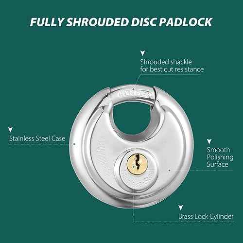 Keyed Alike Discus Padlocks,Stainless Steel Disc Padlock with Key for Storage Unit, Sheds, Garages and Trailer£¬4 Pack Locks with Keys